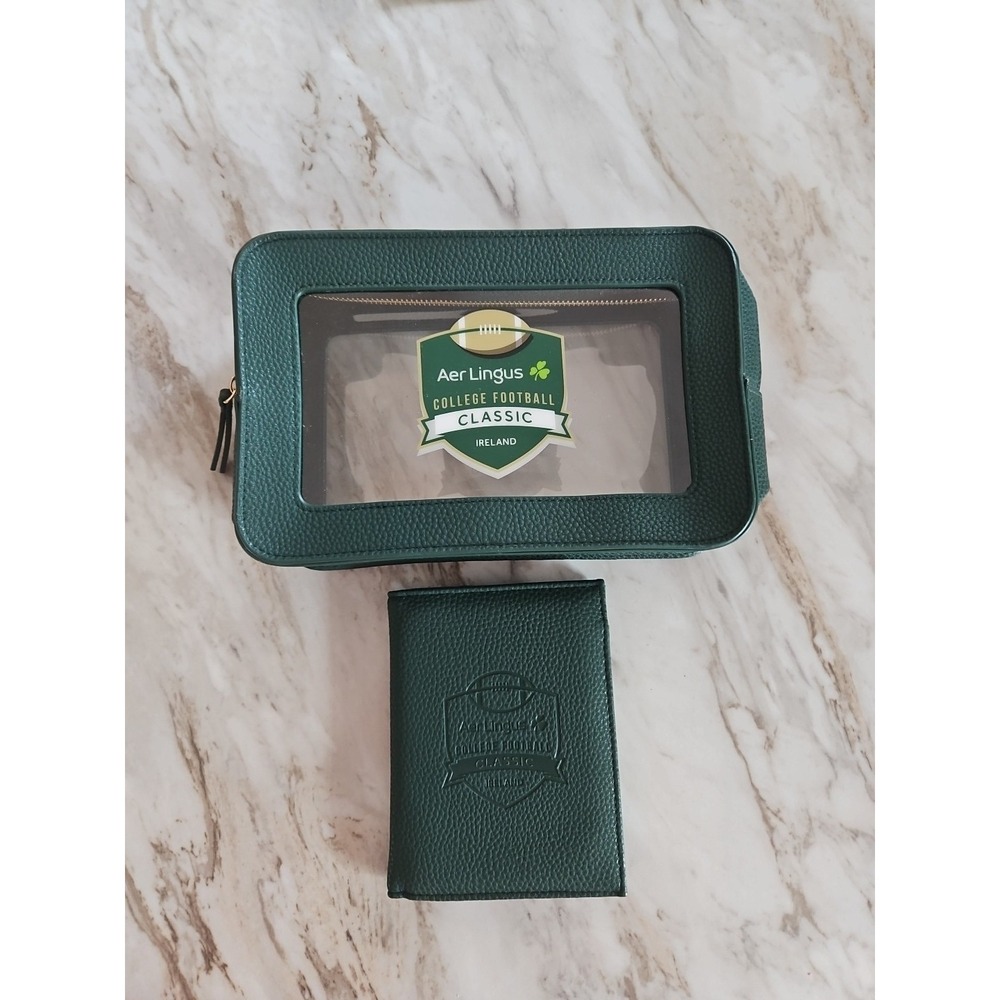 Rare AerLingus College Football Classic Ireland Toiletry Bag And Open Wallet